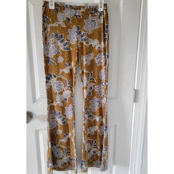 Free People Gold and Tan Flare Pants - Picture 3 of 8